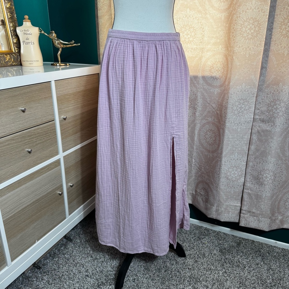 NWT J. Crew 100% Cotton Maxi Slit Pinkish Purplish Skirt Size Small
